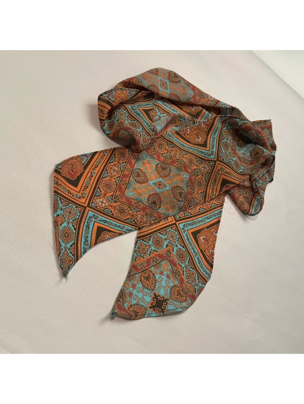 Paisley Skinny Scarf Boho Earth Tone Neck Tie Head Wrap